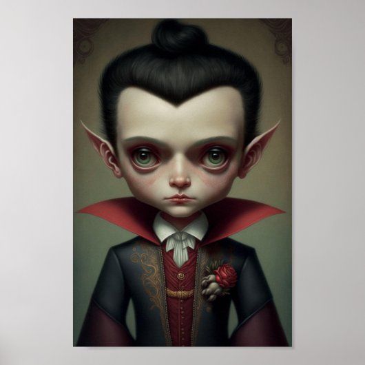 Poster Imaginaire mignon petit vampire garçon (Devant)
