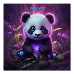 Poster Imaginaire mignon Purple Baby Panda
