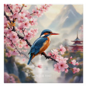 Poster Imaginaire mignon Sakura Bleu d'oiseau (Devant)