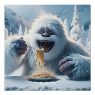 Poster Imaginaire mignon Spaghetti Yeti Neige