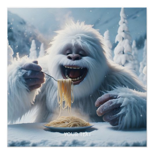 Poster Imaginaire mignon Spaghetti Yeti Neige (Devant)