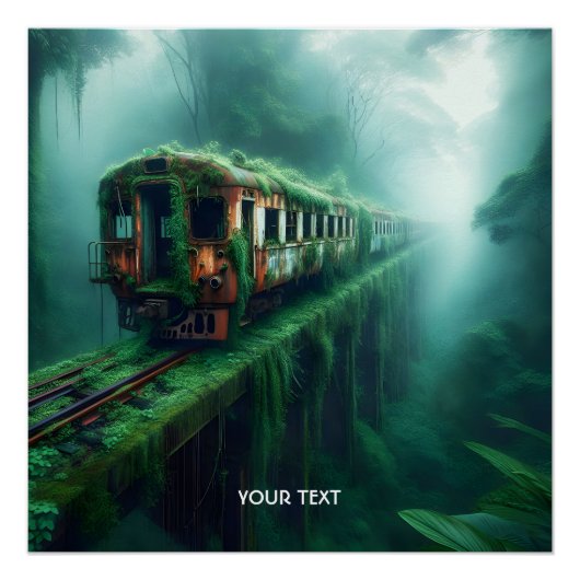 Poster Imaginaire mignon vieux train passé (Devant)