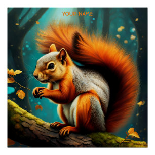 Poster Imaginaire mignon Vivid Majestic écureuil rouge