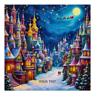 Poster Imaginaire Mignonne Christmas Eve Town