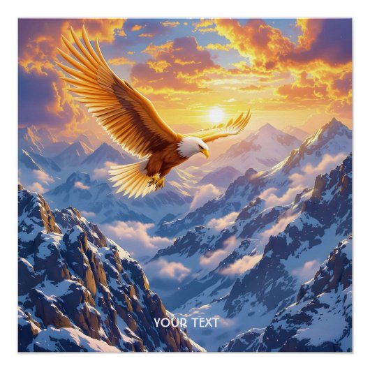 Poster Imaginaire Mignonne Eagle Mountains lever du solei (Devant)