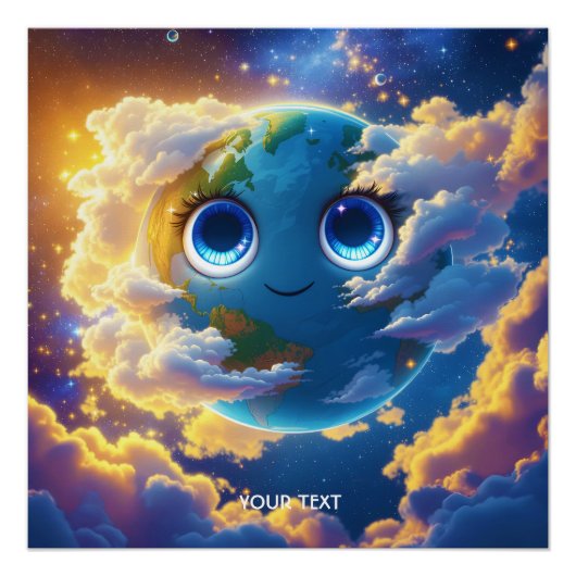 Poster Imaginaire Mignonne Happy Earth Space (Devant)