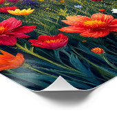 Poster Imaginaire Mignonne Hills Fleurs coucher de soleil (Coin)