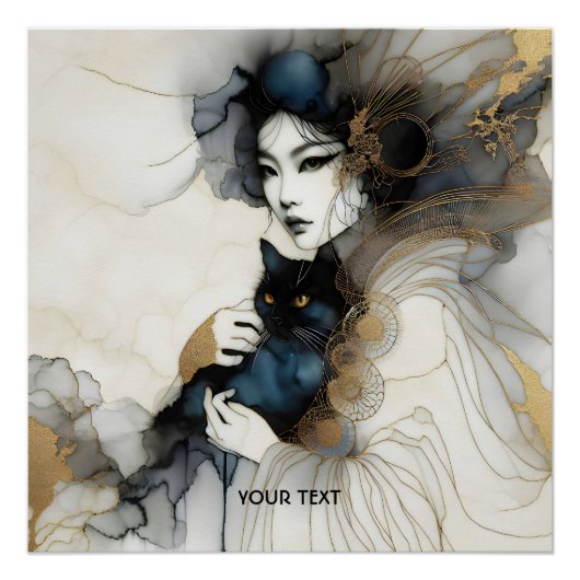 Poster Imaginaire mignonne japonaise fille chat (Devant)