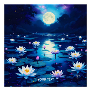 Poster Imaginaire Mignonne Lune Lily Pond