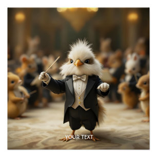 Poster Imaginaire Mignonne Oiseau Conduit Orchestre