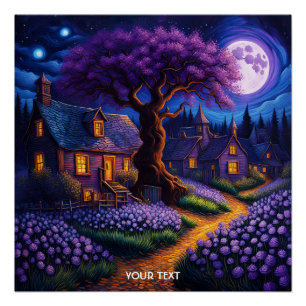 Poster Imaginaire Mignonne Vivid Village Violet Lune