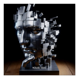 Poster Imaginaire Mur Visage Métal Sculpture