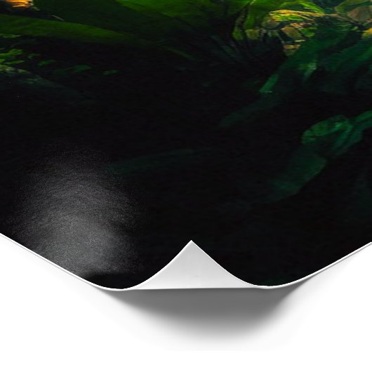 Poster Imaginaire Paradis tropical Paysage avec cascade (Coin)