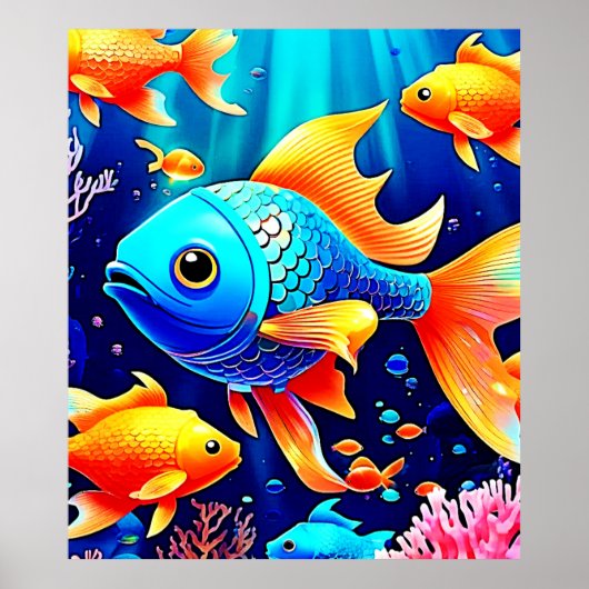 Poster Imaginaire Poisson Conception de nage (Devant)