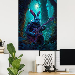 Poster Imaginaire Rabbit Jouer de la guitare
