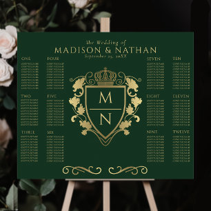 Poster Imaginaire royal vert Monogramme Mariage Siège