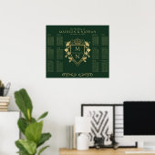 Poster Imaginaire royal vert Monogramme Mariage Siège (Bureau à domicile)