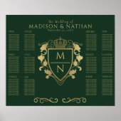 Poster Imaginaire royal vert Monogramme Mariage Siège (Devant)
