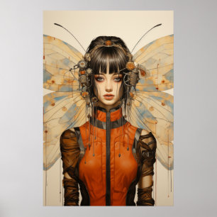 Poster Imaginaire Scifi Insect femme papillon ailes