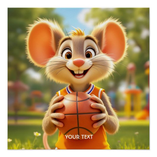 Poster Imaginaire Souris terrain de basket (Devant)