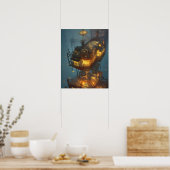 Poster Imaginaire Steampunk City Vue aérienne (Cuisine)