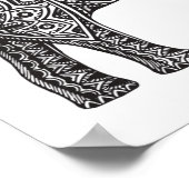 Poster Imaginaire stylisé Eléphant Doodle 2 (Coin)