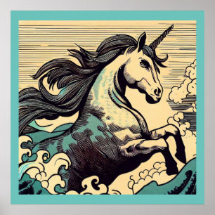Poster Imaginaire Unicorne - Bois coupé 3