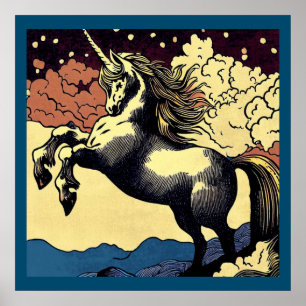 Poster Imaginaire Unicorne - Bois coupé 4