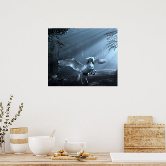 Poster Imaginaire Unicorne en forêt (Cuisine)