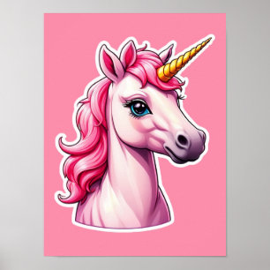 Poster Imaginaire Unicorne rose