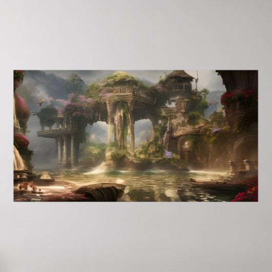 Poster Imaginaire vacances avec lac (Devant)