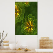Poster Imaginaire Vert Jaune Fleurs fractales (Cuisine)