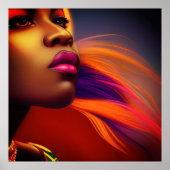 Poster Imaginaire violet orange violet femmes africaines (Devant)