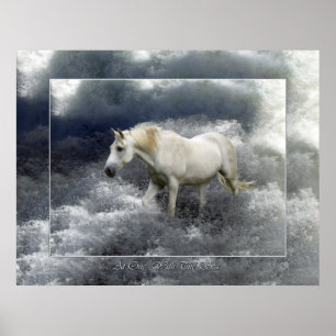 Poster Imaginaire White Horse & Ocean Surf