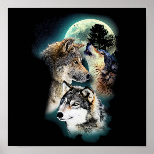 Poster Imaginaire Wolf Moon Mountain