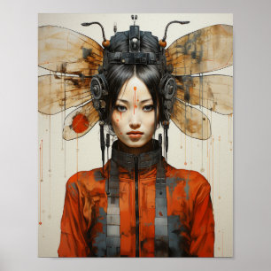 Poster Imaginaire Woman and Insect Wings Scifi AI Art