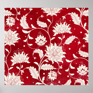 Poster Imitation porcelaine chinoise : peinture florale