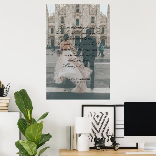 Poster Immense Photo Mariage Cadeau Script Calligraphy Vo (Bureau à domicile)