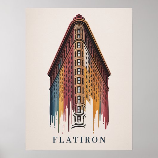 Poster Immeuble Flatiron de style dripping (Devant)