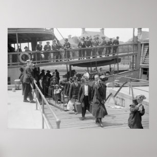 Poster Immigrants Arrivés à Ellis Island, début des année