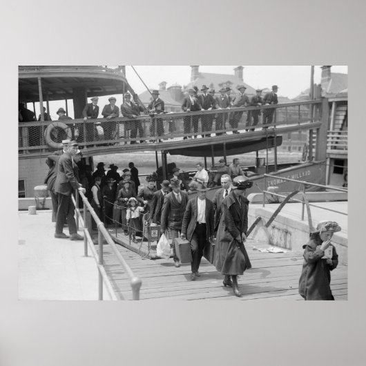 Poster Immigrants Arrivés à Ellis Island, début des année (Devant)