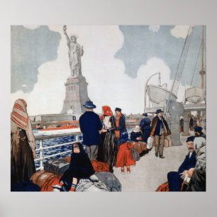 Poster Immigrants vintages et Statue de la Liberté Art