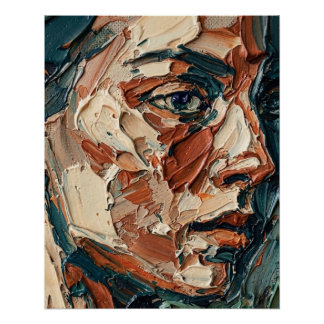 Poster Impasto Oil Painting Textured Portrait Art Print