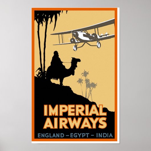 Poster Imperial Airways ~ Angleterre - Égypte - Inde (Devant)