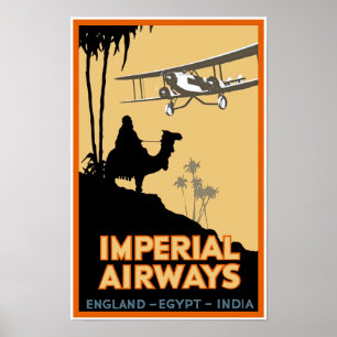 Poster Imperial Airways ~ Angleterre - Égypte - Inde