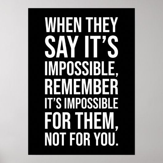 Poster Impossible - Gymnase, Hustère, Succès, Motivation (Devant)