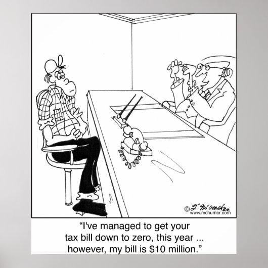Poster Impôt zéro, CPA Bill 10 millions de dollars (Devant)