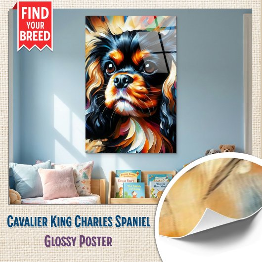 Poster Impression acrylique de chien Cavalier King Charle