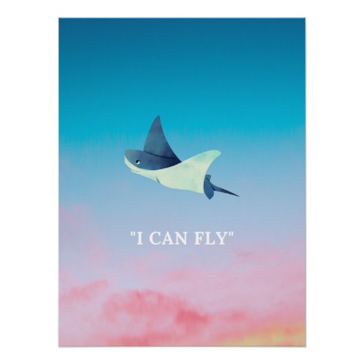 Poster Impression acrylique Stingray Volant (Devant)