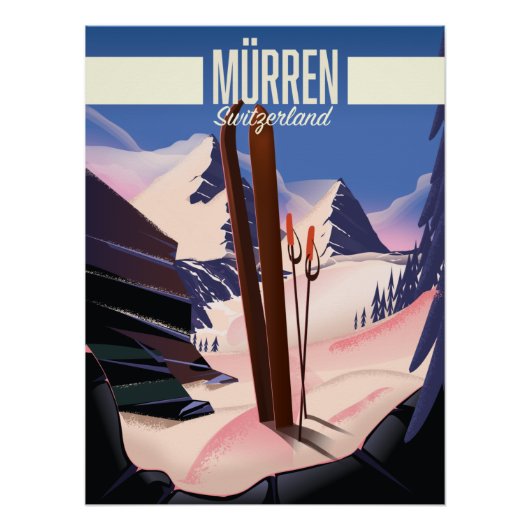 Poster Impression d'affiches de ski de Murren Suisse. (Devant)